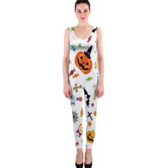 Candy Pumpkins Bat Helloween Star Hat Onepiece Catsuit by Alisyart