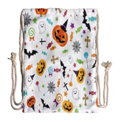 Candy Pumpkins Bat Helloween Star Hat Drawstring Bag (large) by Alisyart