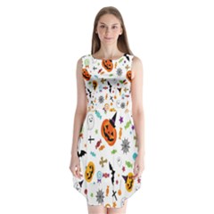 Candy Pumpkins Bat Helloween Star Hat Sleeveless Chiffon Dress  