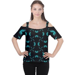 Chevron Blue Wave Women s Cutout Shoulder Tee