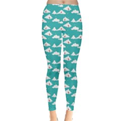 Cloud Blue Sky Sea Beach Bird Leggings  by Alisyart