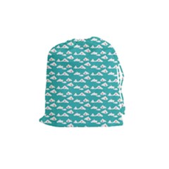 Cloud Blue Sky Sea Beach Bird Drawstring Pouches (medium) 