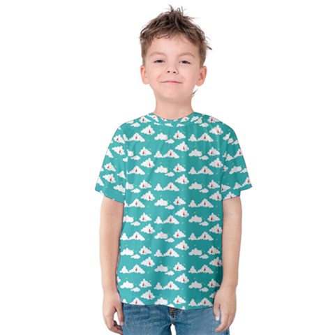 Cloud Blue Sky Sea Beach Bird Kids  Cotton Tee by Alisyart