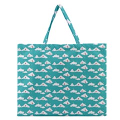 Cloud Blue Sky Sea Beach Bird Zipper Large Tote Bag by Alisyart