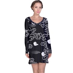 Cloud Black Night Long Sleeve Nightdress