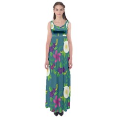 Caterpillar Flower Floral Leaf Rose White Purple Green Yellow Animals Empire Waist Maxi Dress