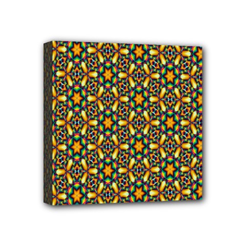 Caleidoskope Star Glass Flower Floral Color Gold Mini Canvas 4  X 4 