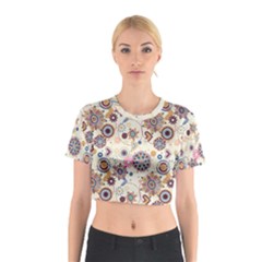 Flower Arrangements Season Floral Purple Love Heart Cotton Crop Top