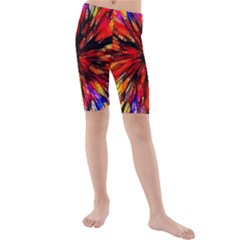 Color Batik Explosion Colorful Kids  Mid Length Swim Shorts by Amaryn4rt