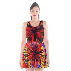 Color Batik Explosion Colorful Scoop Neck Skater Dress
