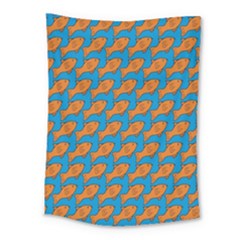 Fish Sea Beach Swim Orange Blue Medium Tapestry