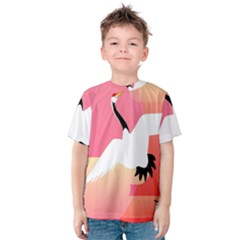 Goose Swan Pink Orange White Animals Fly Kids  Cotton Tee