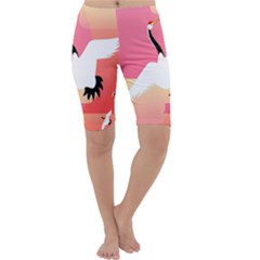 Goose Swan Pink Orange White Animals Fly Cropped Leggings  by Alisyart