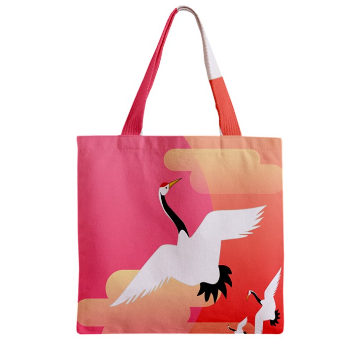 Goose Swan Pink Orange White Animals Fly Zipper Grocery Tote Bag