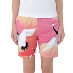 Goose Swan Pink Orange White Animals Fly Women s Basketball Shorts