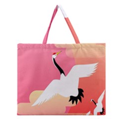 Goose Swan Pink Orange White Animals Fly Zipper Large Tote Bag by Alisyart