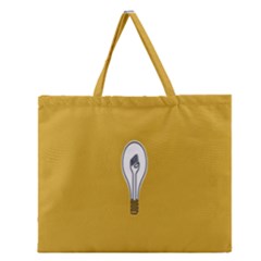 Idea Lamp White Orange Zipper Large Tote Bag by Alisyart