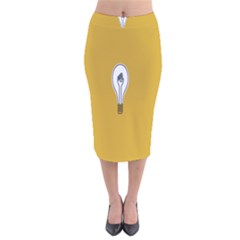 Idea Lamp White Orange Velvet Midi Pencil Skirt by Alisyart