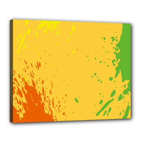 Paint Stains Spot Yellow Orange Green Canvas 20  X 16 