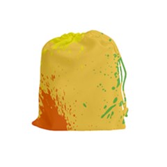 Paint Stains Spot Yellow Orange Green Drawstring Pouches (large)  by Alisyart