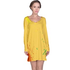 Paint Stains Spot Yellow Orange Green Long Sleeve Nightdress by Alisyart