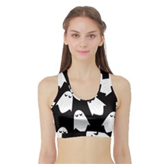 Ghost Halloween Pattern Sports Bra With Border by Amaryn4rt