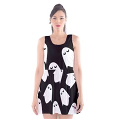 Ghost Halloween Pattern Scoop Neck Skater Dress