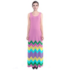 Easter Chevron Pattern Stripes Sleeveless Maxi Dress by Amaryn4rt