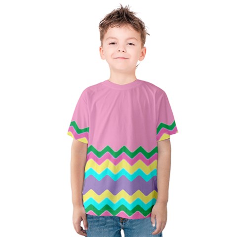 Easter Chevron Pattern Stripes Kids  Cotton Tee by Amaryn4rt