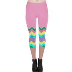 Easter Chevron Pattern Stripes Capri Leggings  by Amaryn4rt