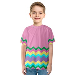 Easter Chevron Pattern Stripes Kids  Sport Mesh Tee