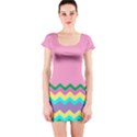 Easter Chevron Pattern Stripes Short Sleeve Bodycon Dress View1