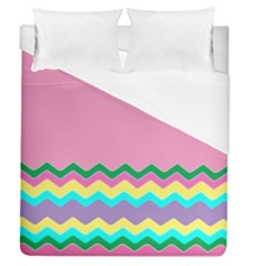 Easter Chevron Pattern Stripes Duvet Cover (queen Size) by Amaryn4rt