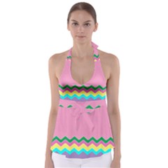 Easter Chevron Pattern Stripes Babydoll Tankini Top by Amaryn4rt