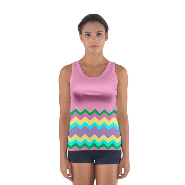 Easter Chevron Pattern Stripes Women s Sport Tank Top 