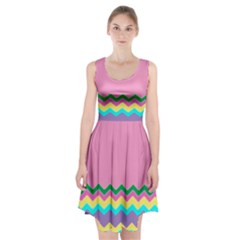 Easter Chevron Pattern Stripes Racerback Midi Dress