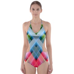 Graphics Colorful Colors Wallpaper Graphic Design Cut-Out One Piece Swimsuit