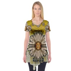 Power To The Big Flower Short Sleeve Tunic  by pepitasart