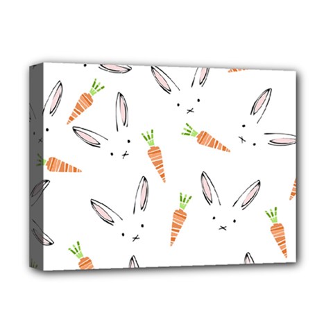 Rabbit Carrot Pattern Weft Step Deluxe Canvas 16  X 12   by Amaryn4rt