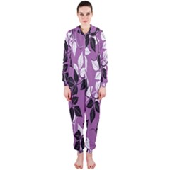 Floral Pattern Background Hooded Jumpsuit (ladies) 