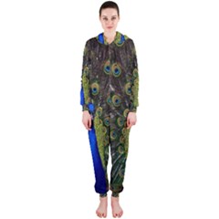 Bird Peacock Display Full Elegant Plumage Hooded Jumpsuit (ladies) 