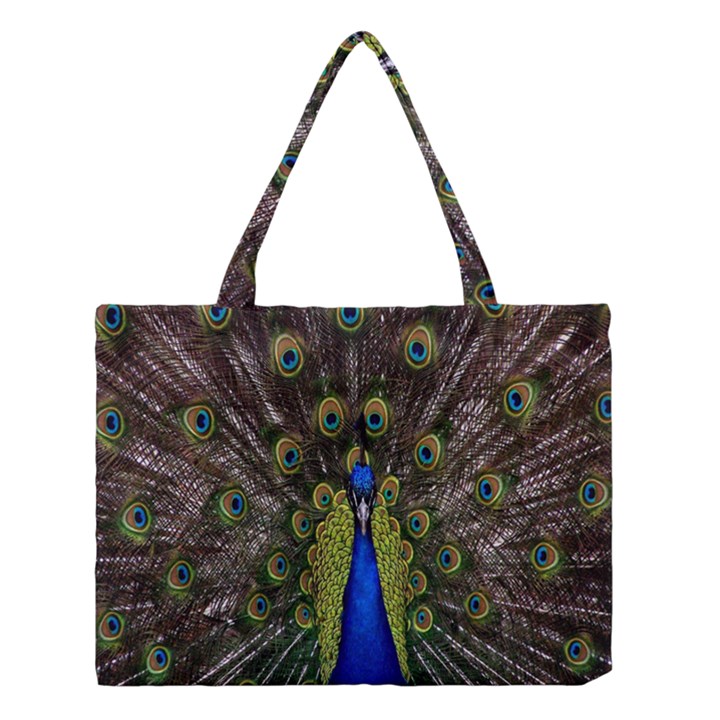 Bird Peacock Display Full Elegant Plumage Medium Tote Bag