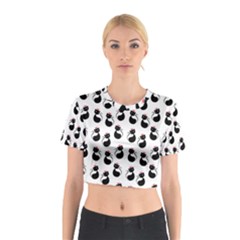 Cat Seamless Animal Pattern Cotton Crop Top by Amaryn4rt