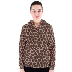 Leather Giraffe Skin Animals Brown Women s Zipper Hoodie by Alisyart