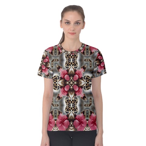 Flowers Fabric Women s Cotton Tee by Amaryn4rt