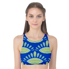 Sea Shells Blue Yellow Tank Bikini Top