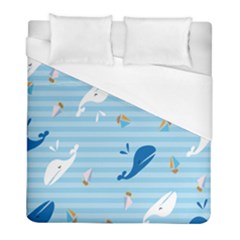 Whaling Ship Blue Sea Beach Animals Duvet Cover (full/ Double Size) by Alisyart