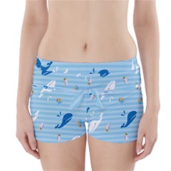Whaling Ship Blue Sea Beach Animals Boyleg Bikini Wrap Bottoms by Alisyart