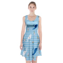 Whaling Ship Blue Sea Beach Animals Racerback Midi Dress