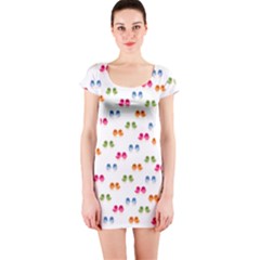 Pattern Birds Cute Design Nature Short Sleeve Bodycon Dress